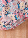 2pcs Baby Girl Summer Outfit Set, Sleeveless Floral Patchwork Bodysuit with Matching Bow Headband BS6101E