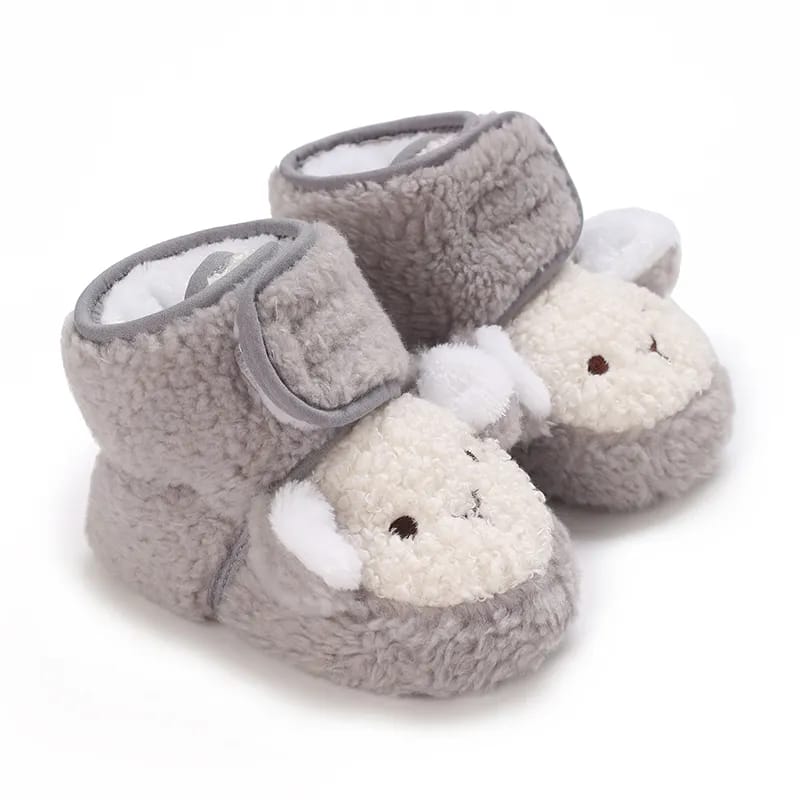 Gray Cute Panda Animal Style Baby Fleece Warm Shoes SH7130B