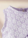 2pcs of Sweet Casual Sleeveless Ruffled Short Fashion Tops + Mesh Embroidery Wave Skirt Suits Summer Thin And Beautiful Girls Skirt Suits, for Outdoor FD6126F