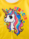 2pcs Unicorn Print Kids' Casual Outfit - Short Sleeve T-Shirt & Pants Set with Rainbow Manes, Stars & Hearts Design for Spring/Summer, Casual Wear|Playful Print|Stretchy Fabric, for Outdoor FD6125A