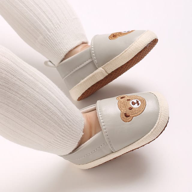 Gray Baby Animal Print Shoes Soft Comfortable PU Cute Bear Booties BST91112A