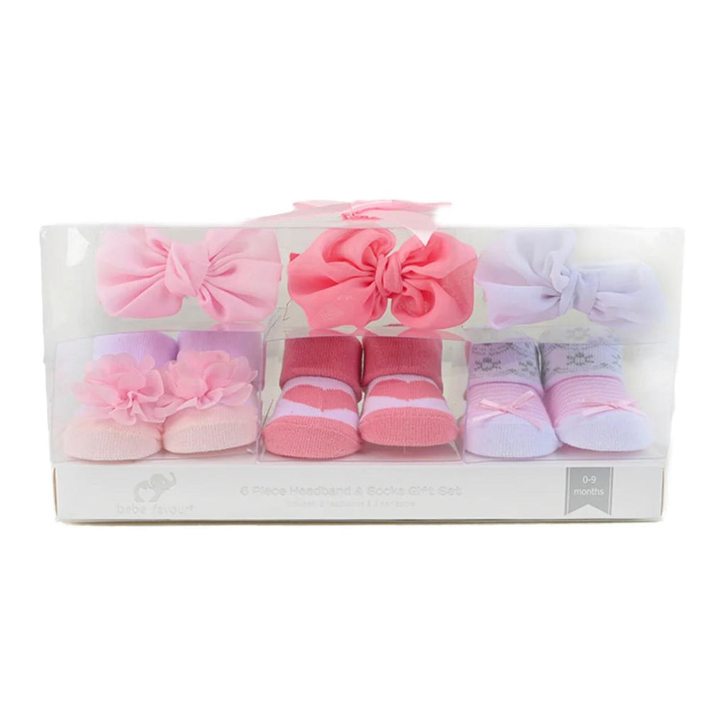 BF 6 Piece Baby Headband and Socks Gift Set SK3012B