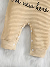 Baby Outdoor Printed Long Sleeve Ribbed Cotton Body Suit with Open Crotch + Hat and Gloves BS6137G