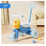 Blue Kids Tricycle Little Yellow Duck Pedal Car Multi-Functional Light and Music Trolley BCP1037B