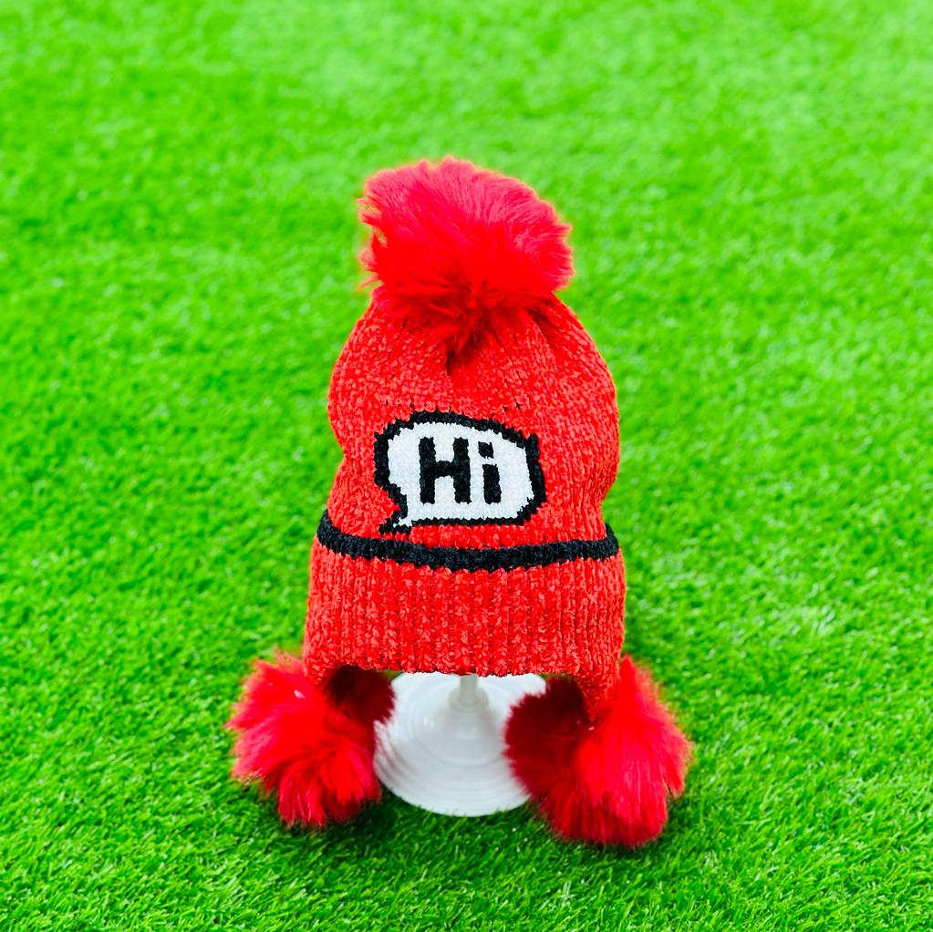 Red Winter Warm "Hi" Wool Cap CP5005F