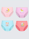 Girls' 4-Pack Animal Print Cotton Underwear - Knit Fabric, Casual Style, Medium Stretch, Regular Fit Briefs for Young Girls with Cute Animal Designs US6113D