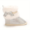 Silver Baby Girls High-top Warm Winter Shoes SH7126E