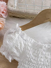 Girls' White New Summer Bubble Sleeve Plain Color Dress with Cute Hat Two-piece Set Princess Dress FD6111F