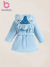 Flannel Hooded Sleepwear Coral Velvet Embroidered Fox Cute Cartoon Baby Clothes NS6100