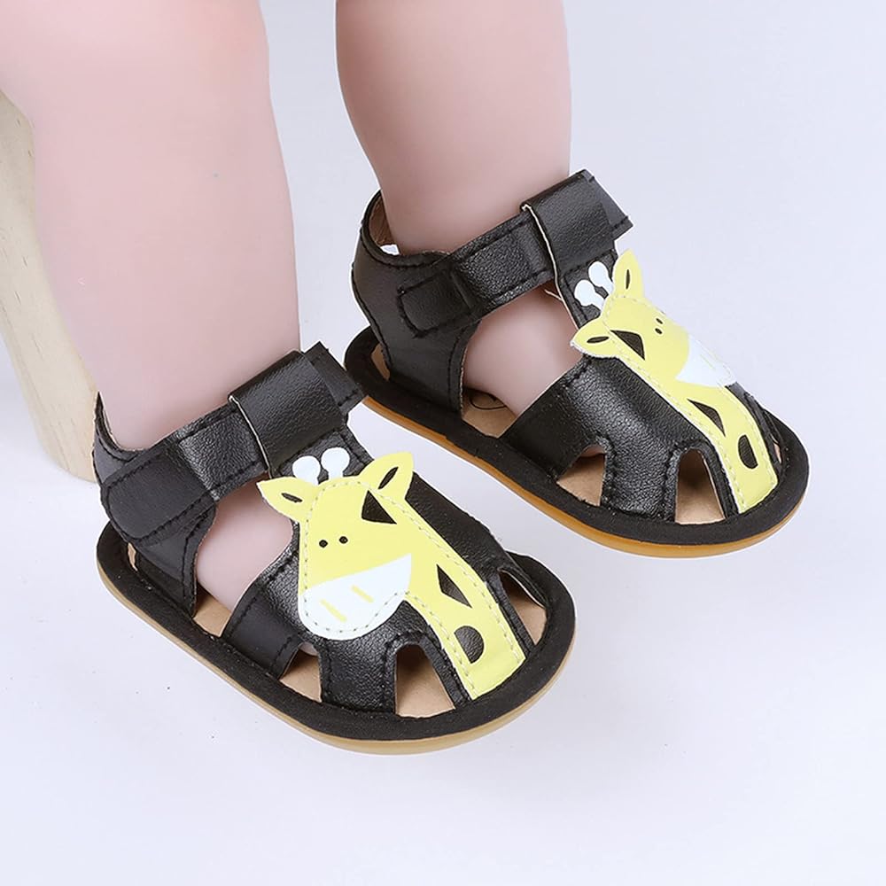 Baby Girls Black Summer Giraffe Sandals SDL7537A