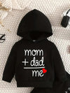 Spring and Autumn Style Infant and Toddler Boys and Girls Letter Print Hooded Fleece Long Sleeve Sweatshirt and Pants TS6038G