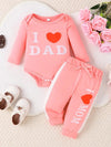 Spring and Autumn Style Infant and Toddler Baby Girl Round Neck Letter Print Long Sleeve Triangle Ha Shirt and Pants Casual Two-Piece Set Targeted Development BS6140E