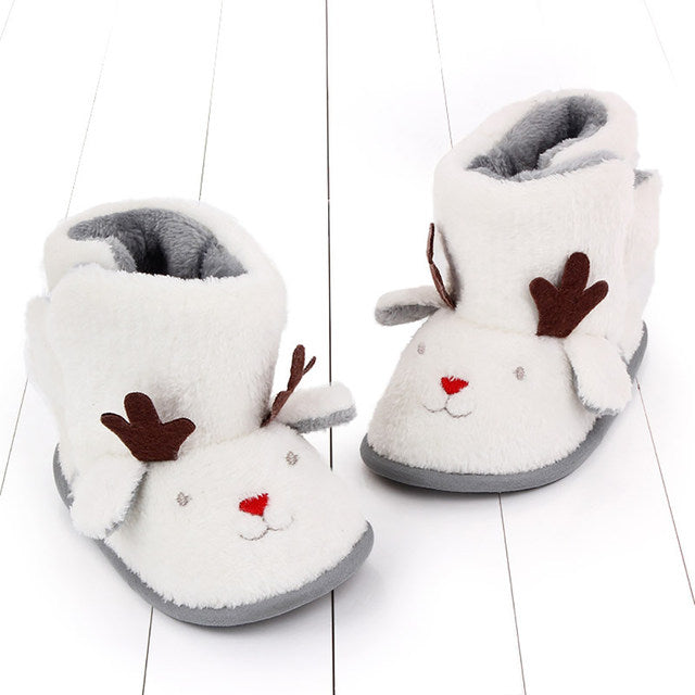 White Infant Fleece Warm Winter Shoes SH7128B