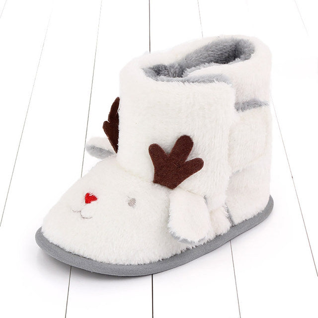 White Infant Fleece Warm Winter Shoes SH7128B