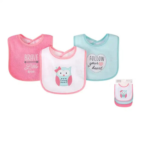 HD 3 Pieces White, Sea Green & Pink Bibs Set BB2016A