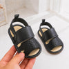 JF Jet Black Summer Rubber-Sole Sandals for Boy SDL7590A