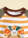 Baby and Children's Spring and Autumn Casual Sweatshirt Thanksgiving Embroidered Turkey Print Patchwork Color Sweatshirt and Pants Set TS6147H
