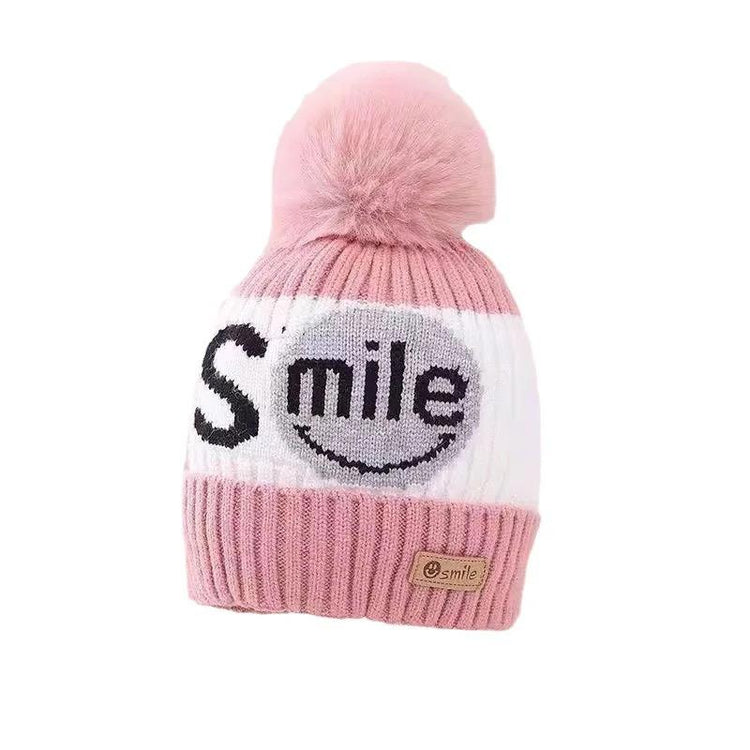 Pink Winter Warm Hat Smile Knitting Hat Cap CP5003D