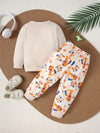 Cartoon Pattern Suit Round Neck Casual Sweatshirt and Handsome Full Print Trousers Two-piece Set, Perfect for Outdoor TS6038I