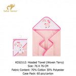 HB Cotton Animal Face Hooded Towel, Pink Unicorn TB6515C