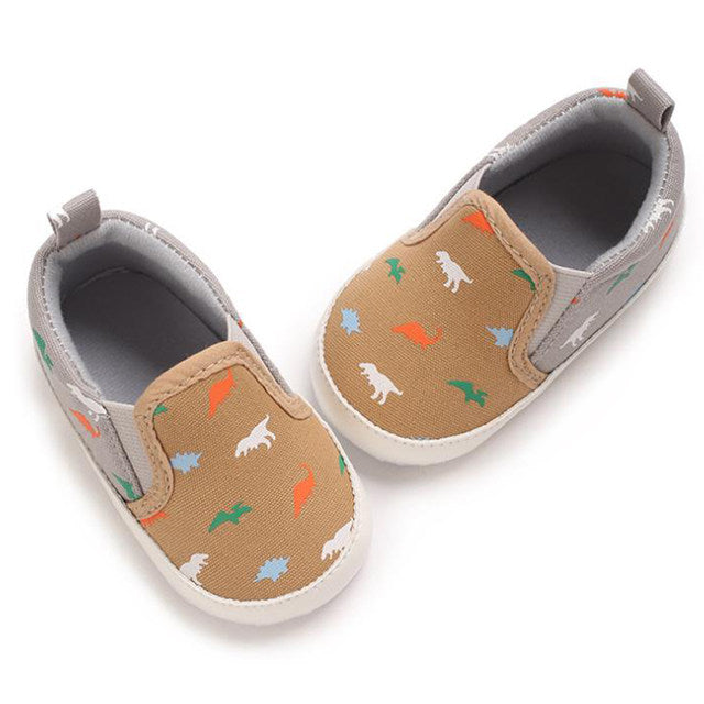 Baby Canvas Shoes Dinosaur Print Crib Shoes Casual Classic Anti-Slip Booties BST91113A