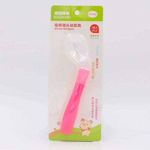 Pink Baby Silicone Feeding Cutlery Feeding Utensils Feeding Spoon Tableware FS110B