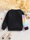 Kids' Casual Crew Neck Unicorn Graphic Sweatshirt with Embroidered Details - 100% Polyester, Slight Stretch, Knit Fabric, Alphabets Pattern, Perfect for Spring/Fall SS6096C