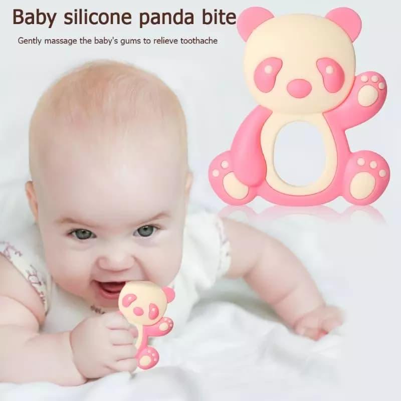 Pink Ecofriendly Silicone Rubber Panda Cartoon Teether BCP1007A