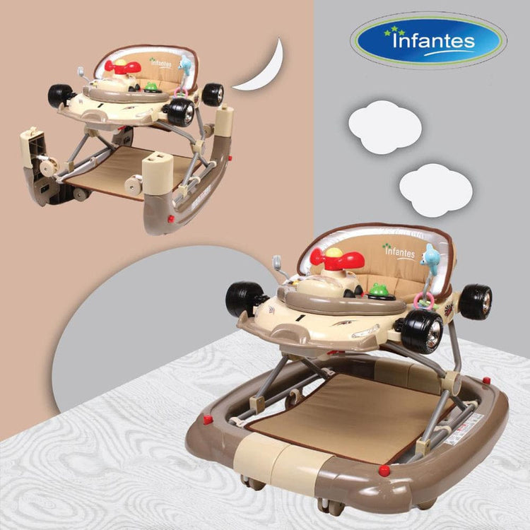 Infantes 3 in 1 Brown Baby Walker & Rocker BCP1023A