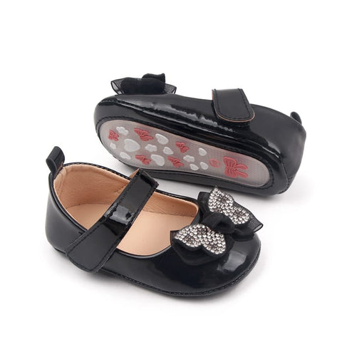 Black Baby Girl Princess Shoes with Shiny Diamond SH7106A