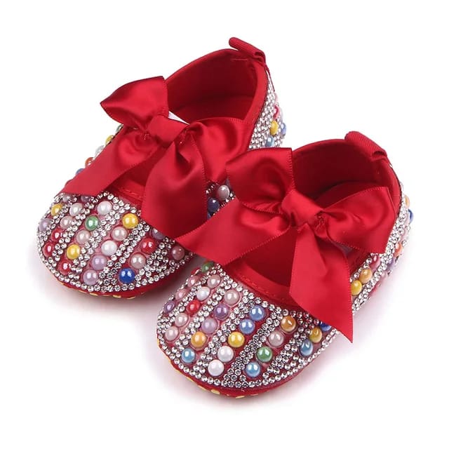 Red Bow Soft Sole Booties BTS9012A