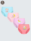 Girls' 4-Pack Animal Print Cotton Underwear - Knit Fabric, Casual Style, Medium Stretch, Regular Fit Briefs for Young Girls with Cute Animal Designs US6113D