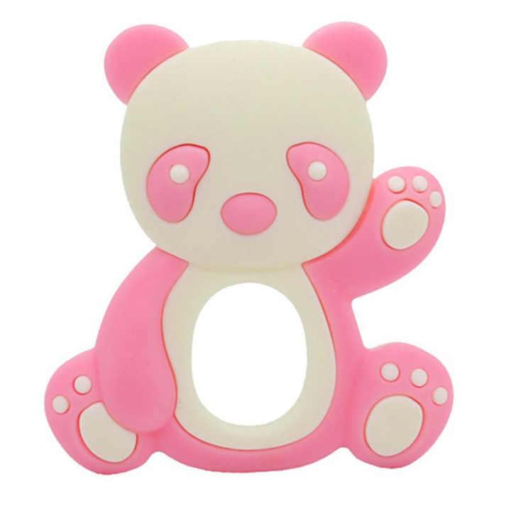 Pink Ecofriendly Silicone Rubber Panda Cartoon Teether BCP1007A