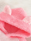 2pcs Adorable Cartoon Cat Fleece Plush Long Sleeve Hoodie And Pants Outfit Set For Baby Girls, Soft Cute And Comfortable Wear For Autumn/Winter HJ6208A