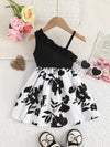 Girls' Off-Shoulder Floral Print Dress - Sleeveless, Polyester Blend, Perfect for Summer FD6091E