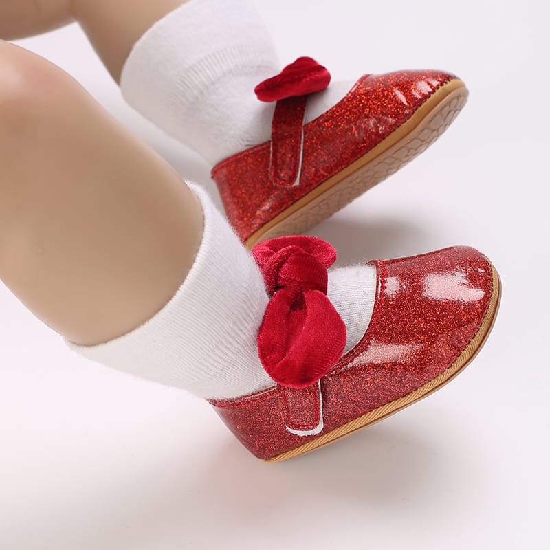 Red Glittering Bow Shoes SH7082B