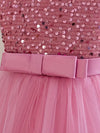 Girls' Cute Crew Neck Sleeveless Polyester-Viscose Special Occasion Dress with Flared Hem and Sequin Detail FD6103H