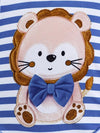 Spring/Summer Baby Lion Print Long Sleeve Onesie with Solid Pants and Striped Hat Set - Casual Knit Fabric, Polyester 95%, Spandex 5% - Round Neck BS6044C