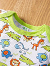 5pcs Adorable Baby Boy's Cotton Romper Set - Cute Animal Patterns & Stripes, Machine Washable, Summer-Ready with Round Neckline - Vibrant Colors, Baby Boy Clothes, Perfect for Outdoor BS6098J