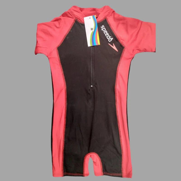 Red & Black Swimming Costume Front Zipper for Girls SWM6051A