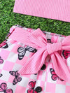 Newborn Baby Girl Outfit with a Bow Tie Top And a Butterfly Skirt Set, for Outdoor FD6121G