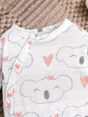 Cute Baby Girl Onesies Knitted Fabric Long Sleeve Footed Romper, Cartoon Pattern, Crew Neck, Slight Stretch, All-season, Regular Fit, for Outdoor BS6137B