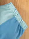 2pcs Boys Blue Long Sleeve Spring/Fall Outfit, 'Daddy'S Best Dude' Print Color Block Long Sleeve Top + Color Block Pants Set, for Outdoor TS6099B