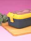Yellow & Navy Blue Portable Rectangle Lunch Box With Spoon Set 800 ML BCP1059D