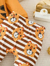 Newborn Lion Print Long Sleeve Onesie and Lion Print Long Pants with a Hat BS6140I