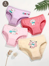 4pcs Girls' Cotton Briefs - Cute Bear Print, Cartoon Design, Medium Stretch, Regular Fit Underwear for Youngsters US6113F