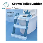 Sky Blue Crown Design Kids Toilet Bowl Potty Ladder/ Training Seat with Adjustable Toilet Ladder BCP1042C