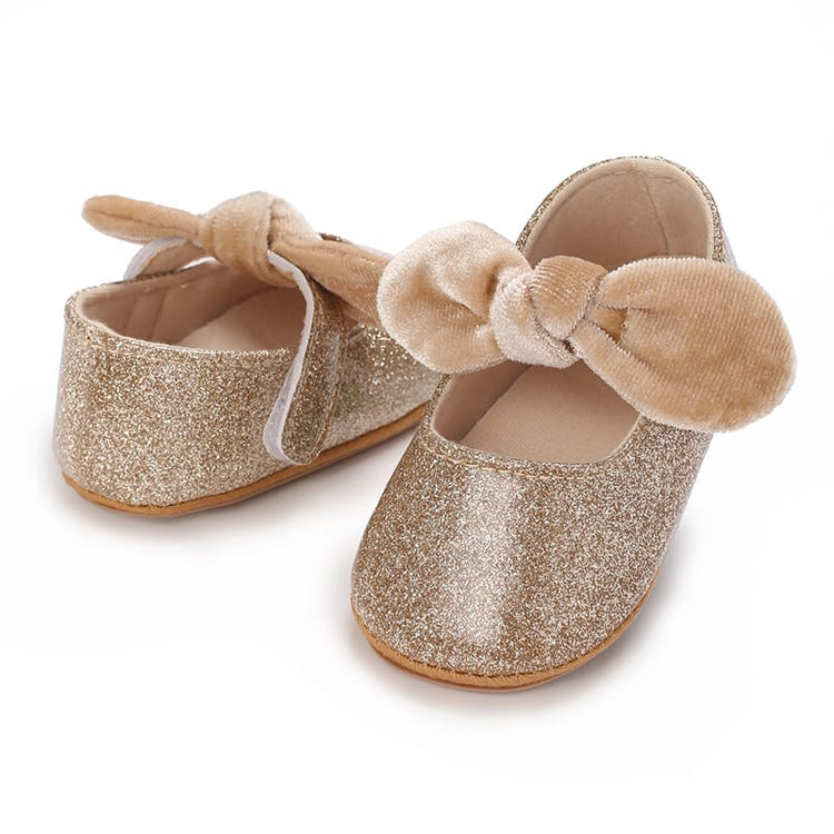 Golden Glittering Bow Shoes SH7082C