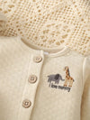 4-Piece Set, Boys' Cartoon Giraffe Cotton Pants Outfit, Long Sleeve, Air Cotton, Casual Round Neck, Stretch Knit, Regular Fit BS6098D