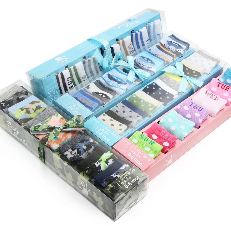 7 Pairs Set Gift Box Multiple Choices for Baby Boys & Girls (0-6 Months) SK3019F